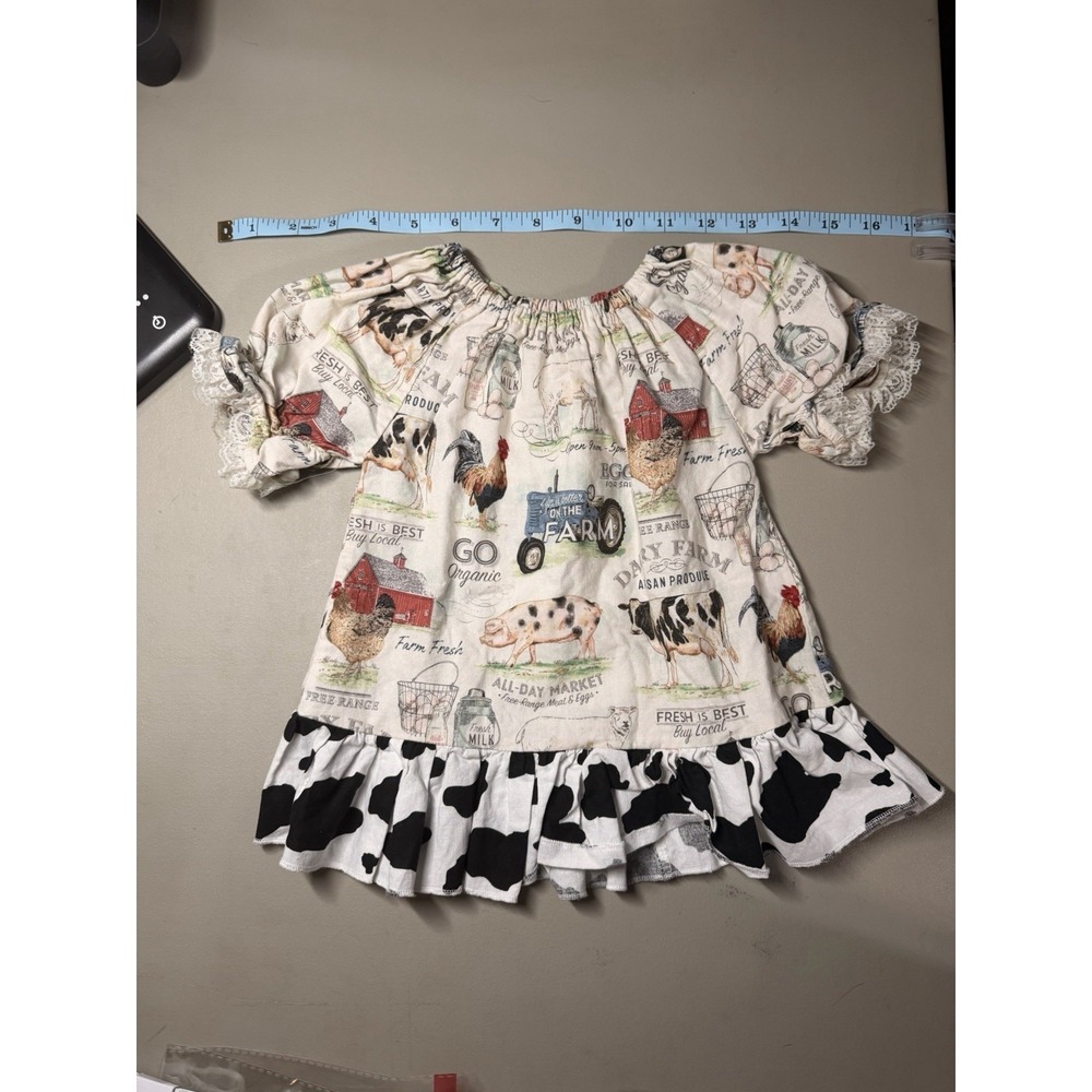Handmade Outfit Little Girls Farm style Cow print